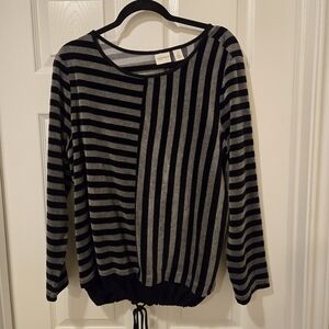 Chico's Black and Gray Striped Women's Sweater